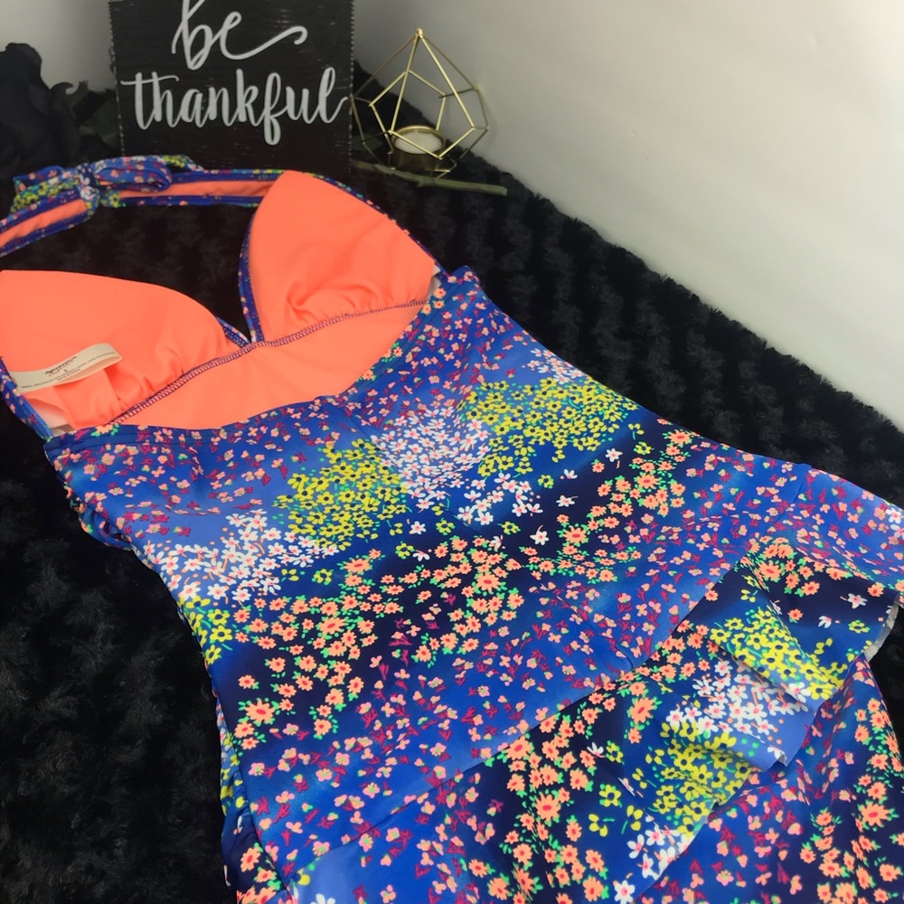 Neon Floral One Piece Swimsuit - Picture 9 of 16